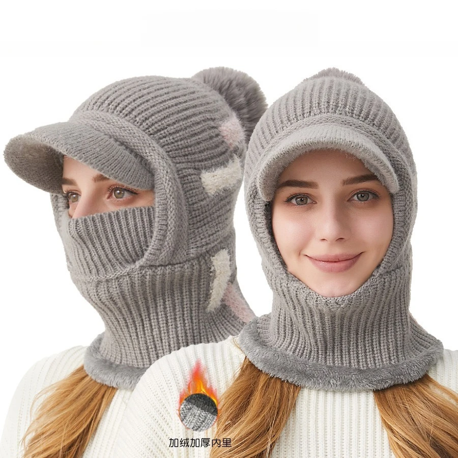 european-and-american-fashion-new-knitted-hat-women's-winter-new-thickened-face-cover-hat-scarf-versatile-one-piece-warm-hat