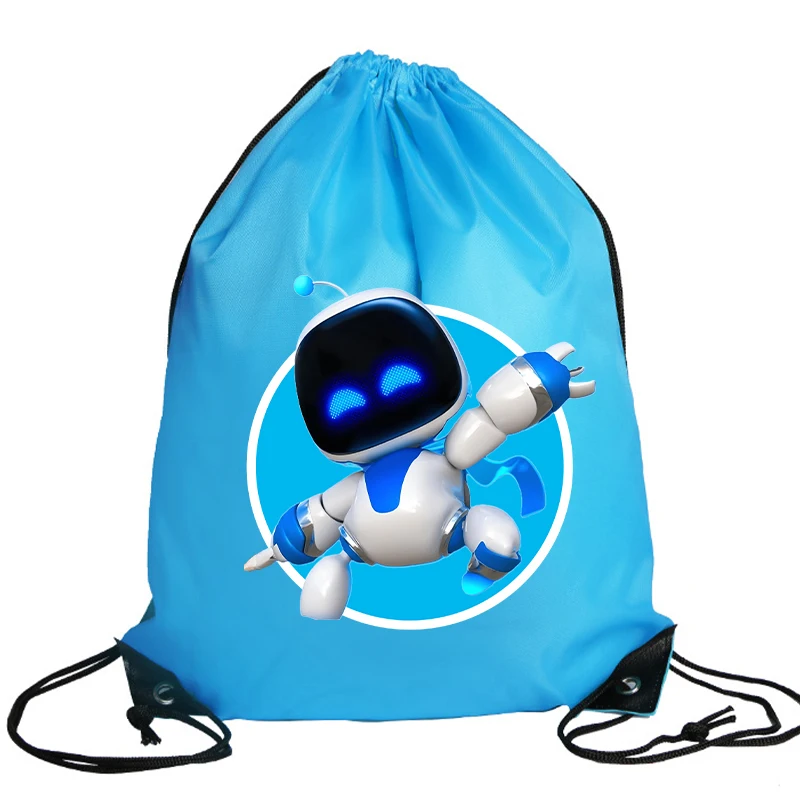 Astro Bot Drawstring Bag Waterproof Drawstring Pockets Cute Cartoon Figure Printed Storage Bags Large-capacity Christmas Gifts