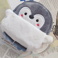 Women's Coin Purse Mini Pouch Cute Plush Little Penguin Zipper Change Purse for Girls Woman Mini Wallet