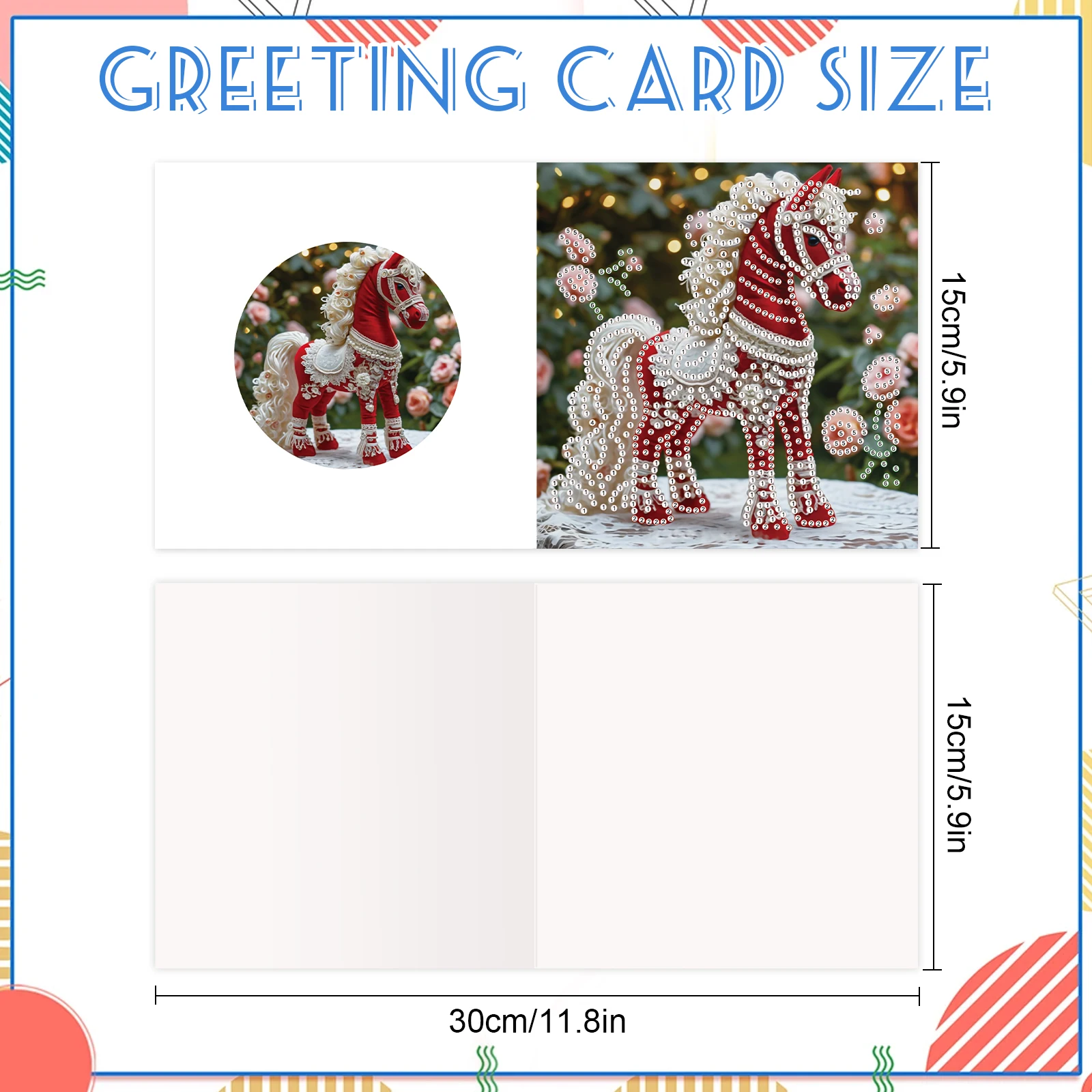 6PCS Diamond Art Painting Greeting Cards Kits,Red Horse DIY Special Shaped Diamond Art congratulation cards Art handmade Gifts - view 2