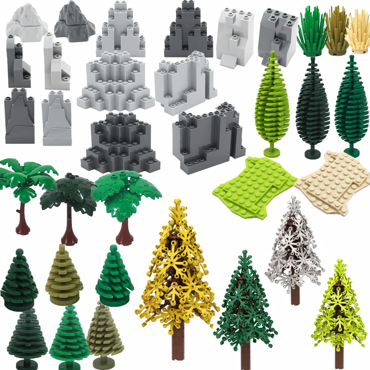 Image of MOC Steinbaukasten für Felsberge und Mauern, Dreieckige Felsplatten, Barrikaden, Burgmauern, Festungs-DIY-Modellbausteine