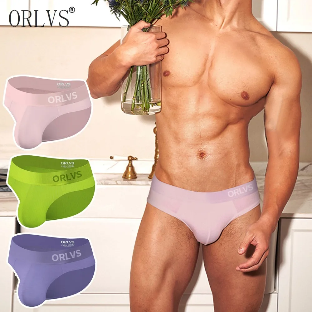 

Sexy High Slit Modal Men's Triangle Underwear Solid Color Modal Comfortable Breathable Low Waisted U-Shaped Sexy Men Underwear