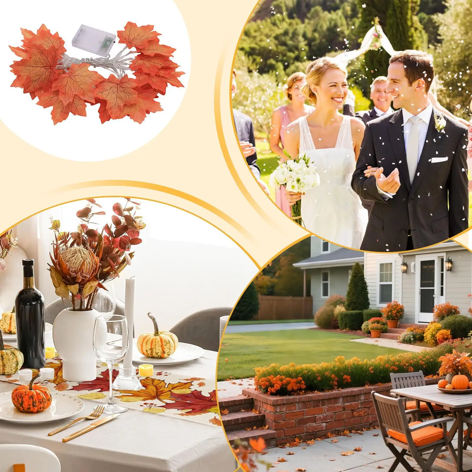 

Autumn Maple Leaf Lights Festive 19.69Ft Lighting Lighted Fall Garland Maple Leaves For Party Dorm Home Yard Garden Wedding Fall