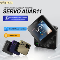 SERVO AUAR11 Rotate Screen Mini Mobile Phone Dual SIM Standby Blacklist Magic Voice FM Radio Torch Side Slider Square Cellphones