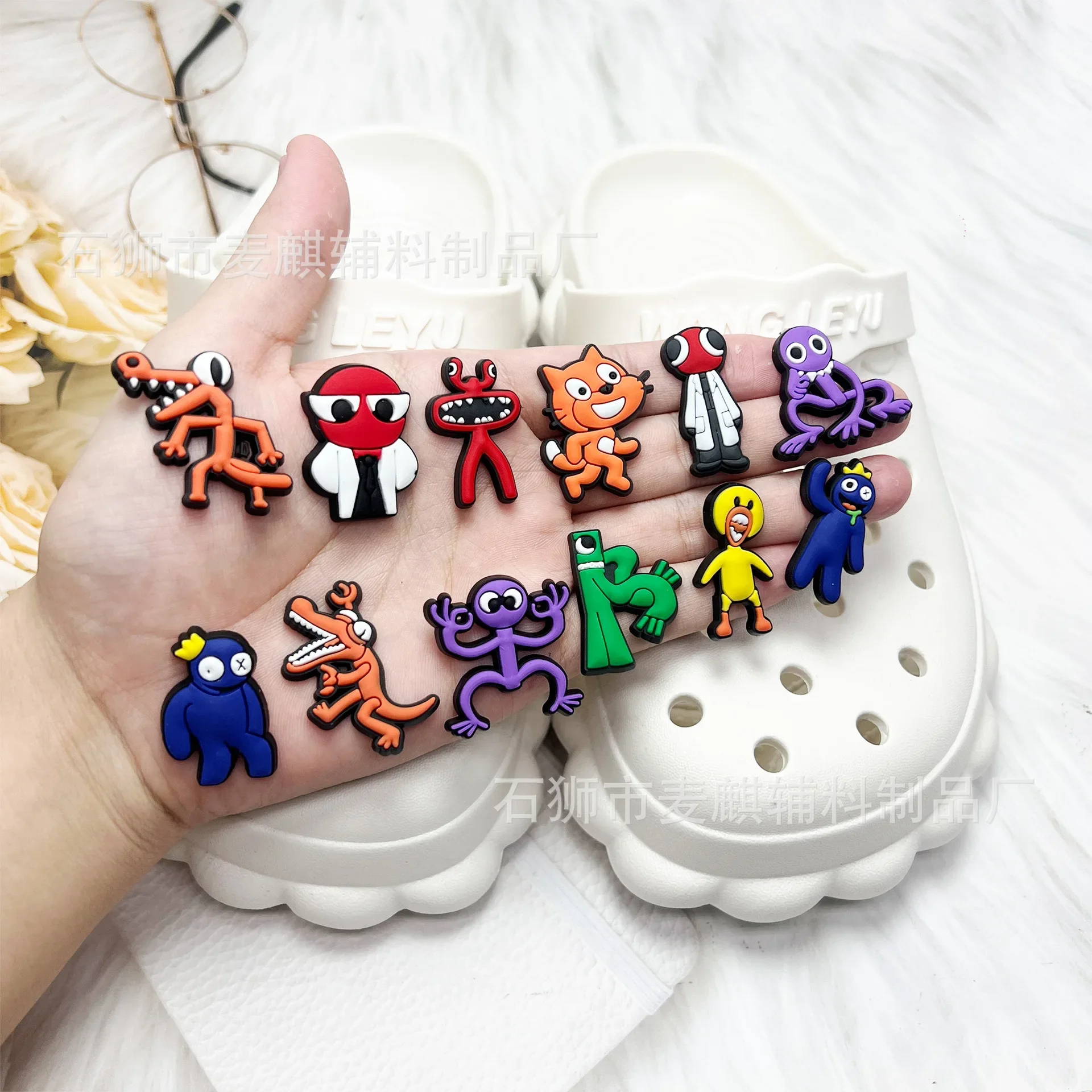 12pcs Rainbow Friend Collection Shoe Charms for DIY Shoe Decorations Accessories Decorations Sandal Decorate Kids Gifts