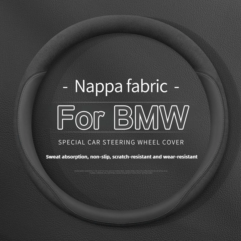 

38cm Suede Leather Car Steering Wheel Cover Wear-Resistant For BMW E90 F01 F06 F10 F15 F16 F20 F21 F25 F26 F30 F32 F82 M3 G20 X5