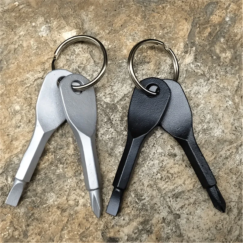 2 PCS/Set of Portable Screwdrivers, Outdoor Multifunctional Mini Keychain Tool, Cross Head Wrench, Hexagonal Wrench