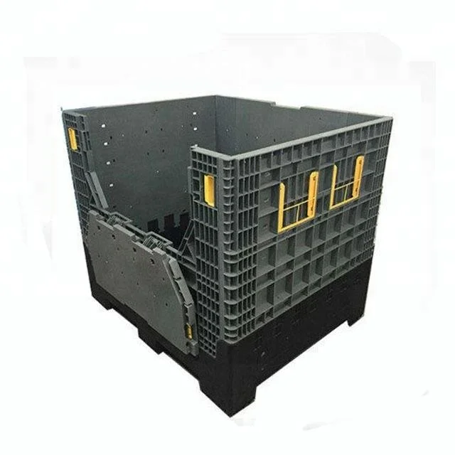 Plastic storage 2 Drop doors bulk Folding Bins Collapsible steel industrial large container