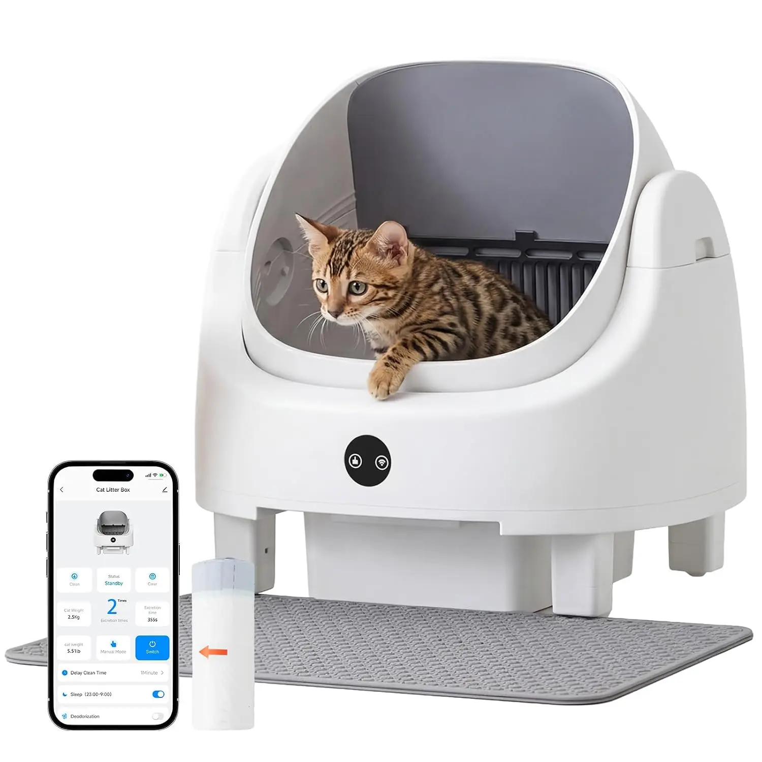 Automatic Litter Box App Control Self Cleaning Litter Box Odor ControlSafety Protection for Multiple Cats with Garbage, Custom