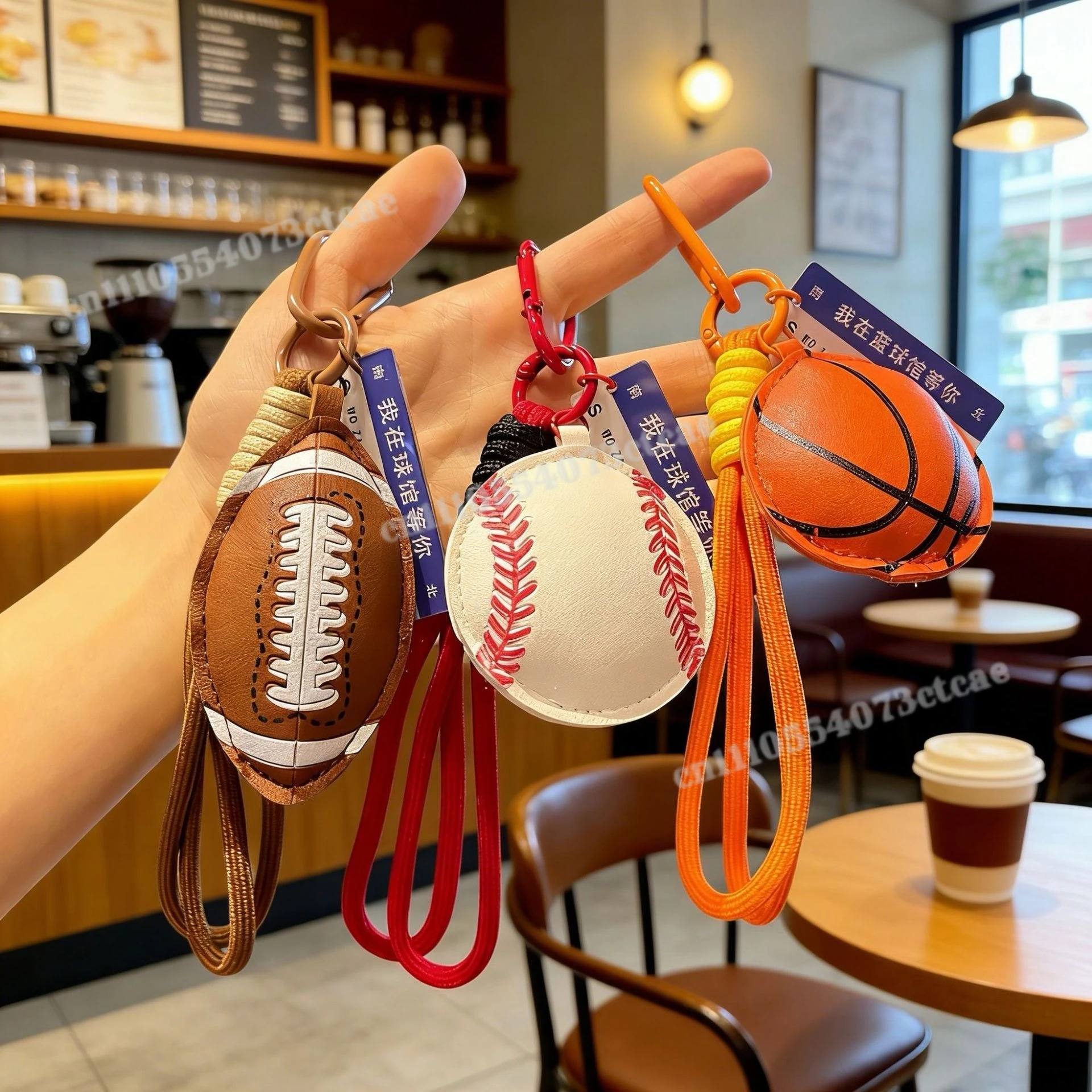 

Sporty Leather Ball Style Keychain, Basketball Baseball Rugby Volleyball Pendant, Cute Bag Accessory for Athletes & Fans