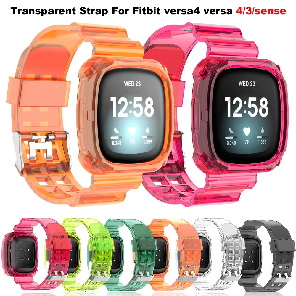 For Fitbit Versa 4/Versa 3 Transparent Watchband For Sense2 Sense 2 Smart Watch Replacment Watchband Sport Bracelet Wristband