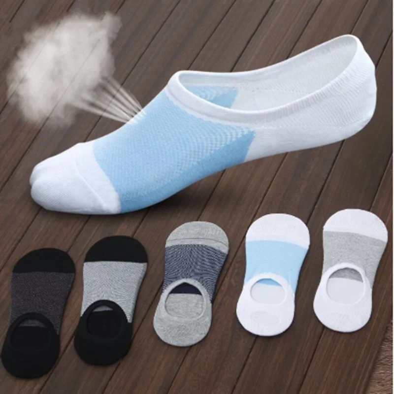 5 pairs of men\'s summer shallow mouth youth short socks invisible student low cut thin style