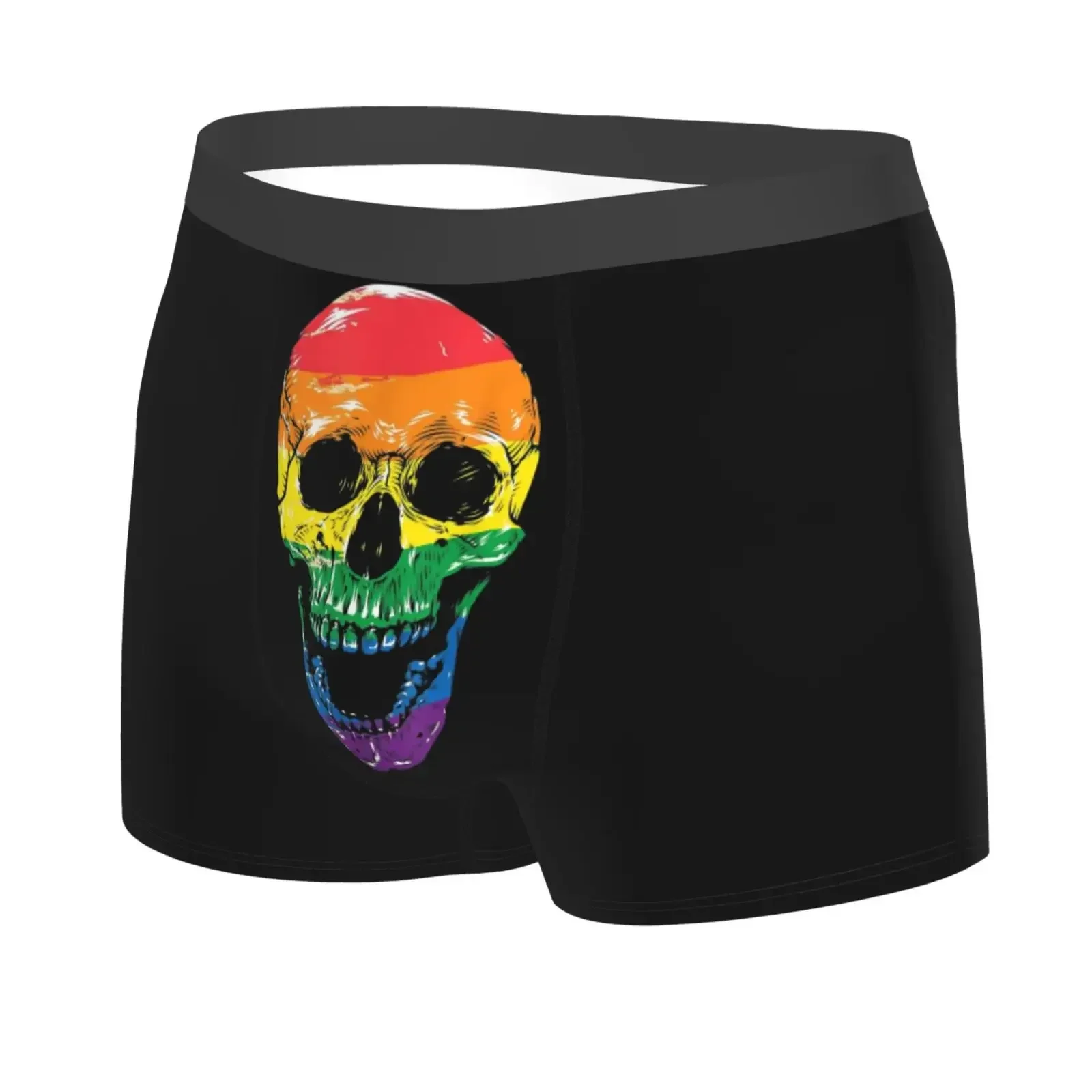 Funny Flag Skull Halloween Gay Pride Underwear Men Breathbale Boxer Briefs Shorts Panties Soft Underpants For Homme