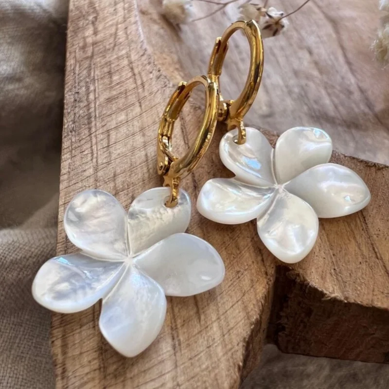 2 قطعة زهرة البيض الأنيقة نمط الموضة أم اللؤلؤ معدن الذهب اللون استرخى أقراط أقراط 3-4 سنتيمتر