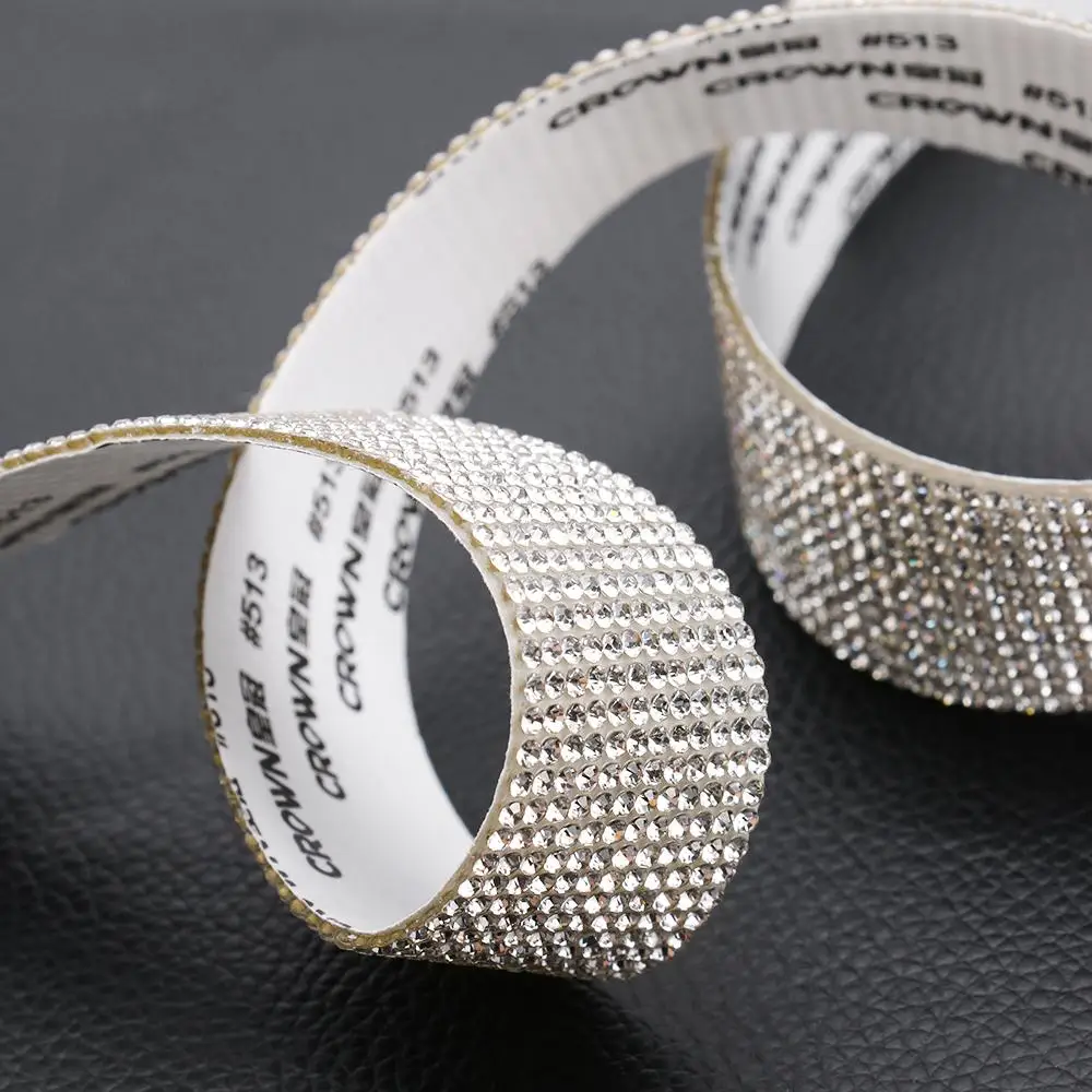 1 Yard Self-Adhesive Crystal Rhinestone Diamond Ribbon Trim Tape Sticker DIY Event Car Phone Decoration Arts Crafts