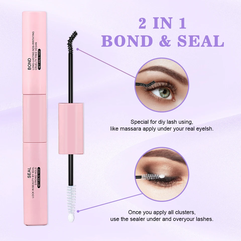 DIY Wimperverlenging Mix Stijlen Clusters Individueel met Bond & Seal Remover Pincet Wimperborstel voor zelftoepassende make-up