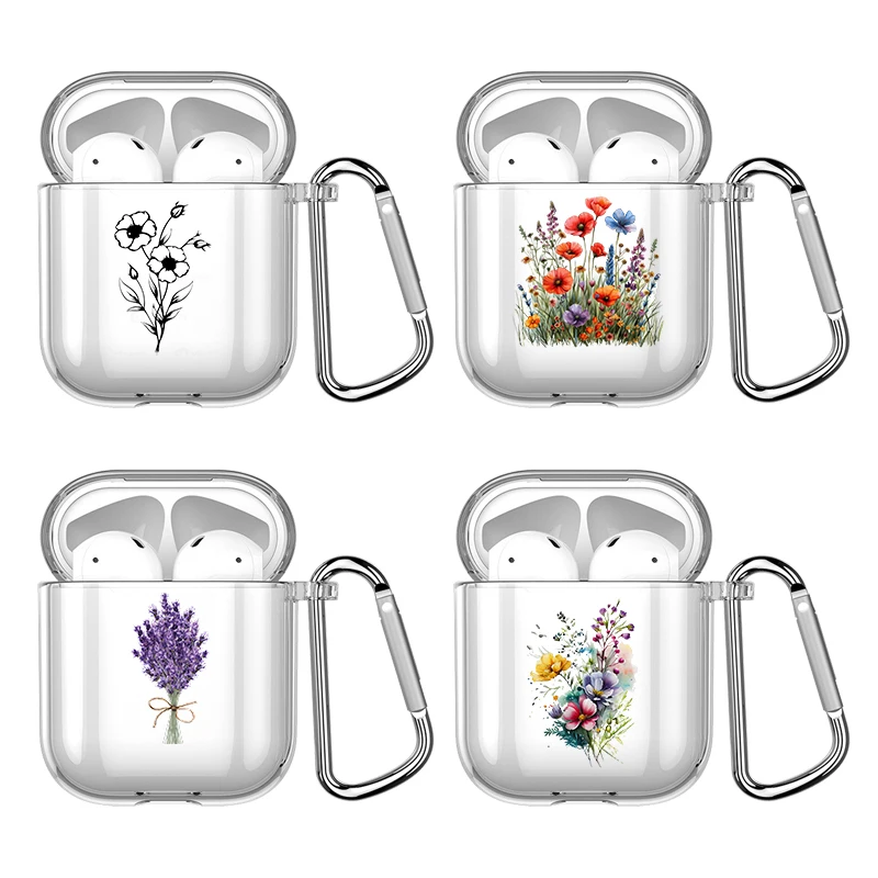 Vintage Leaves Flower Soft Case para Apple Airpods, capa à prova de choque para Airpods 1 ou 2, AirPods 3 Pro, protetor transparente