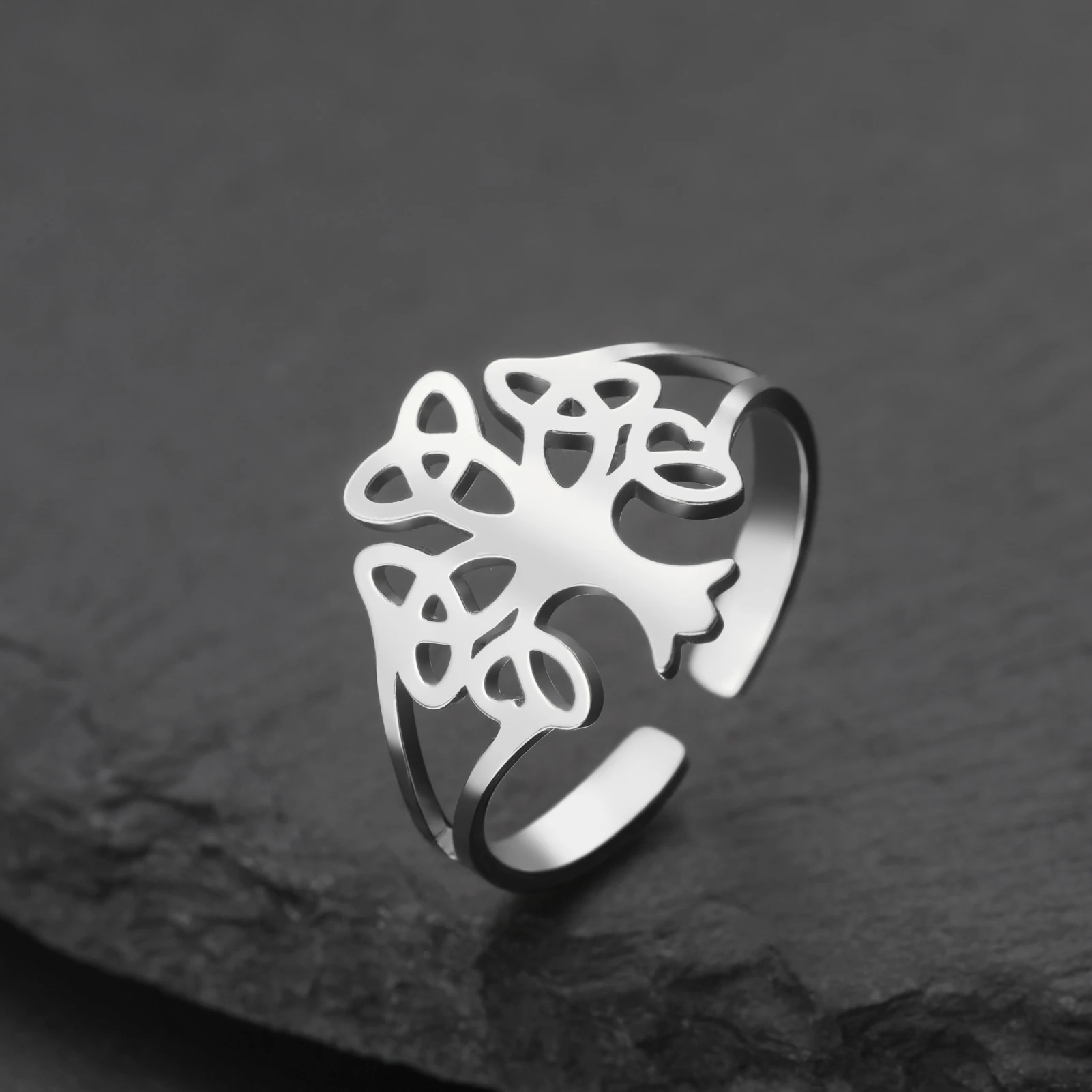 1PC Celtic Knot Adjust Ring For Women Men Stainless Steel Tree of Life Amulet Rings Jewelry Birthday Gifts Wholesale
