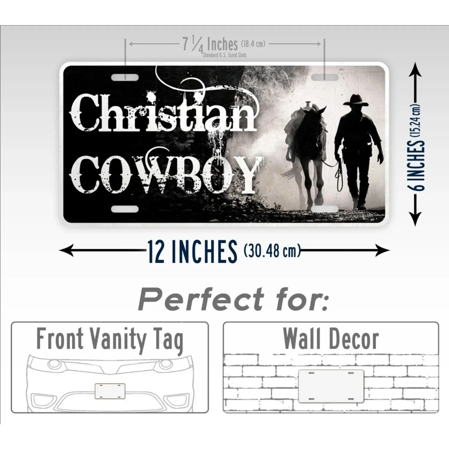 Personalized Christian Cowboy Horse Rider Custom Text Metal Sign Vintage Wall Decor for Home Man Cave Garage