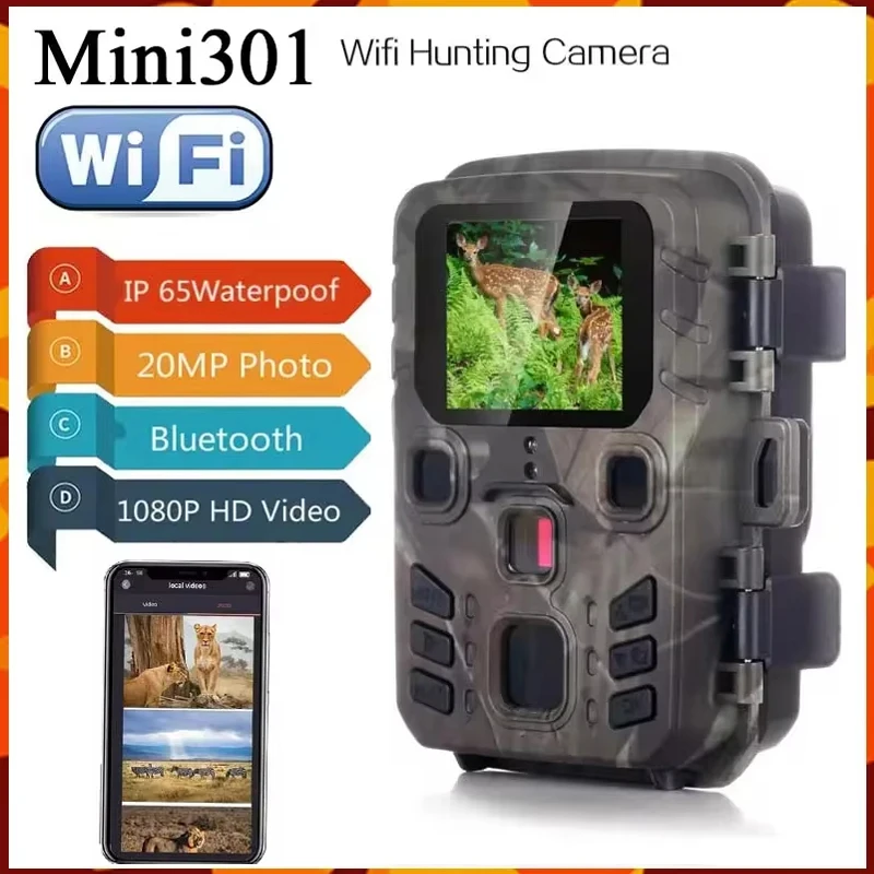 Outdoor Wifi Hunting Trail Camera APP Control Wireless Bluetooth Wifi301 24MP 1296P Night Vision Motion IP65Wildlife Traps Photo