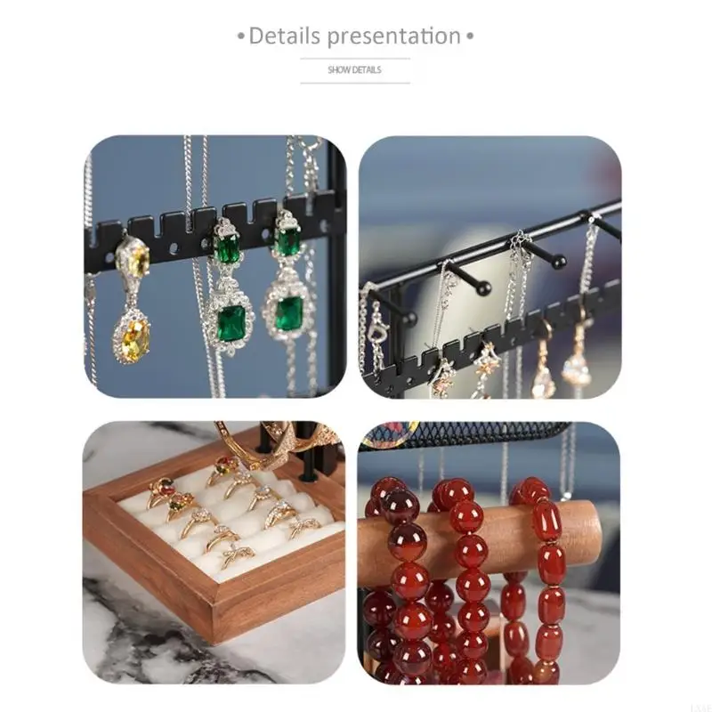 

Space Saving Multilayer Jewelry Stand Storage Holder for Compact Storage of Various Accessories Including Necklaces