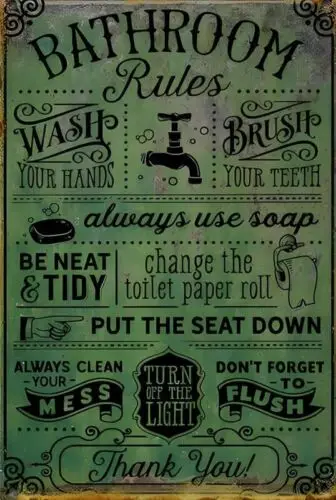 Bathroom Rules v8 Aluminum Weatherproof Funny Sign p1247