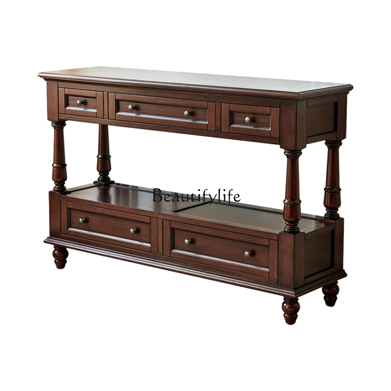 

American solid wood porch table Entry porch table Entry storage locker