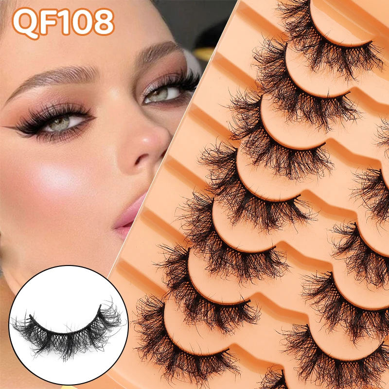 DINGSEN 7 Paar falsche Wimpern, Katzenaugen-Wimpern, Manga-Wimpern, künstliche Nerz-Wimpern, natürliche, lange, geflügelte End-Augen-längige Wimpern – Detail 2