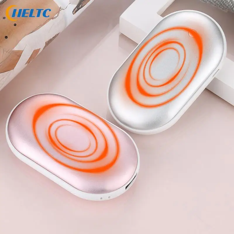 1pcs Mini Hand Warmer Winter Portable USB Rechargeable Pocket Hand Warmer Mobile Power Double-sided Quick Heating 5000mAh