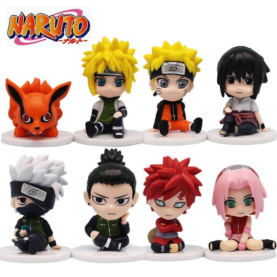 8PCS Naruto Anime Figure Q Version Uchiha Sasuke/Naruto Action Figure Namikaze Minato/Gaara Figurine Collection Model Doll Toys