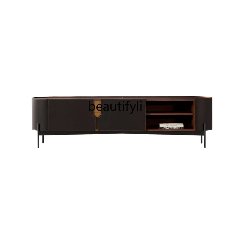 

Italian-Style Light Luxury Saddle Leather TV Cabinet Floor Cabinet Modern Minimalist Designer Furniture storage cabinet