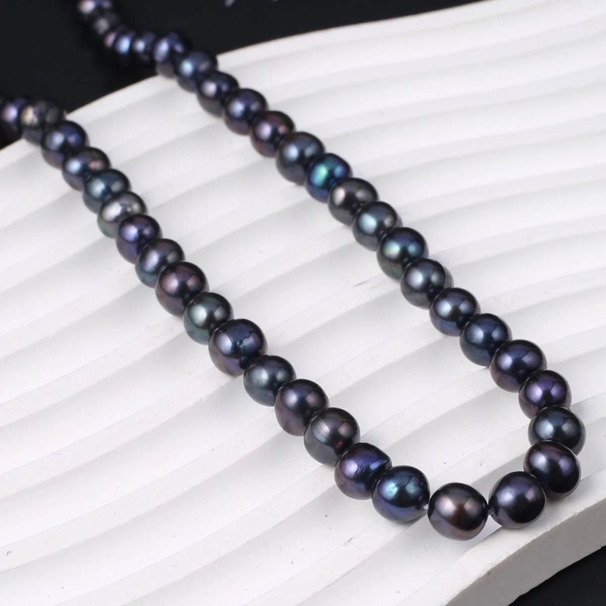 Natural Black Pearl Beads Round Shape 7-8mm Natural Freshwater Pearl Loose Beaded for Making DIY Jewerly Necklace Bracelet