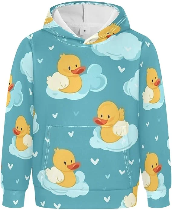 Hoodies Kawaii Animals Yellow Duck 3D Print Sweatshirts Boys Girls Harajuku Unisex Hooded Sweatshirts kids Ethnic Style Clothes