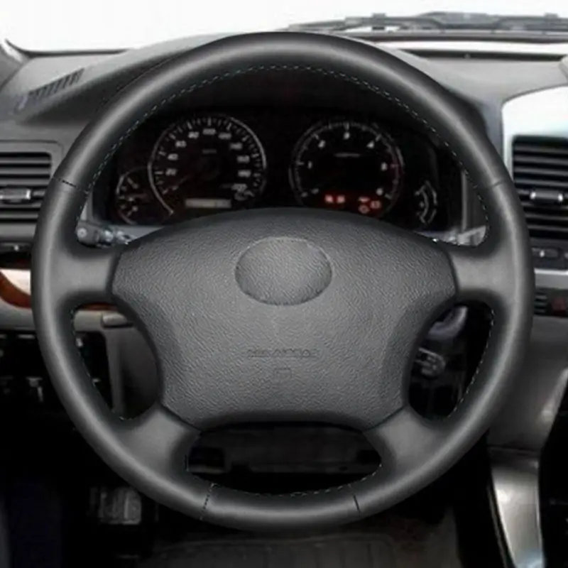 For Toyota Land Cruiser Prado 120 04-09 Land Cruiser 1995-2007 Tacoma 05-11 Hand Stitched Car Steering Wheel Leather Cover Trim