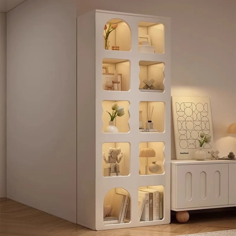

Cream wind bookcase, storage cabinet next to TV in living room, floor-to-ceiling storage cabinet, blind box display cabinet, dur