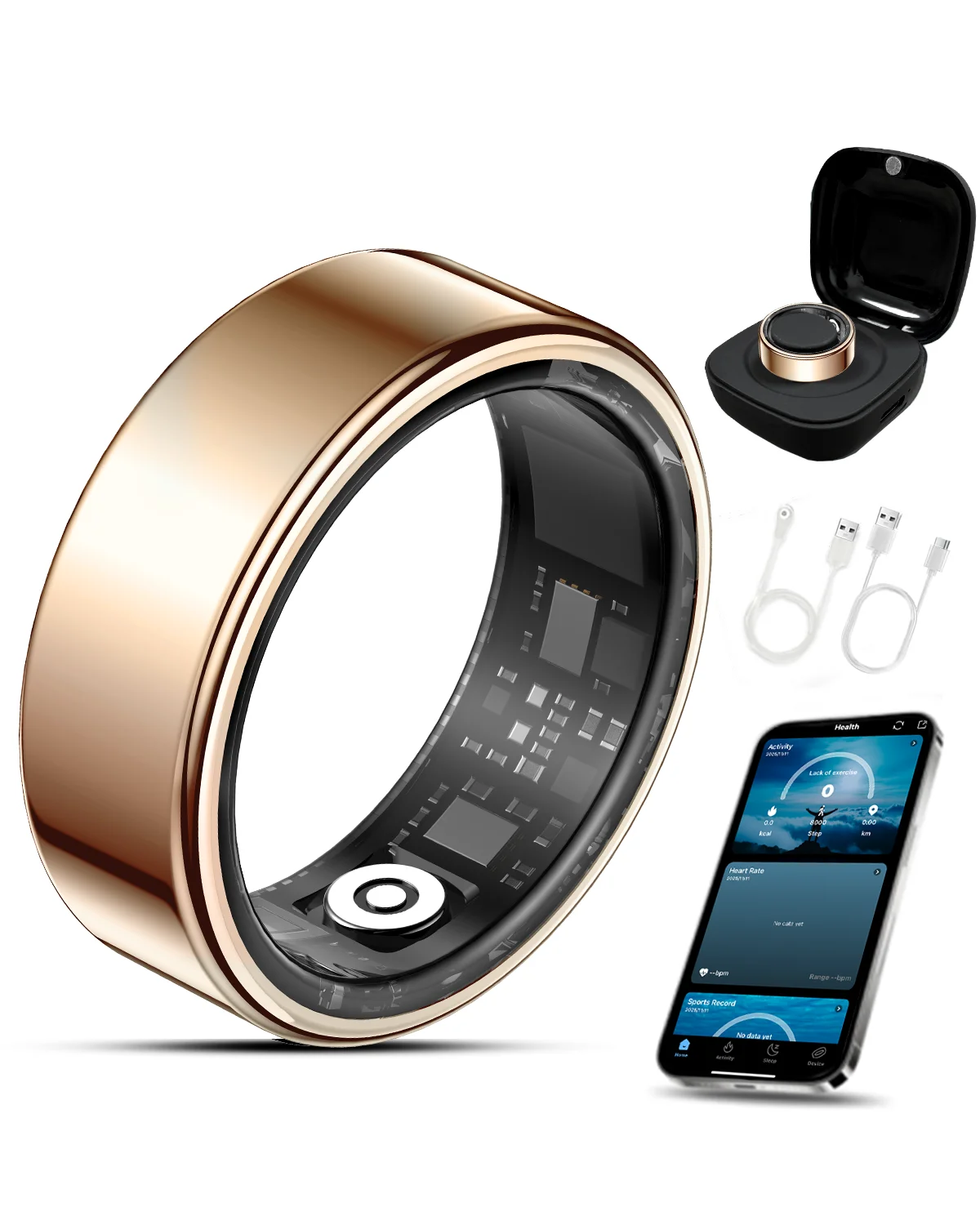 

Casatelier Gilded Luxury Smart Ring: Tracks SpO2, Heart Rate & Sleep, 24/7 Monitoring, Long Battery Life, Swim-Proof Waterproof
