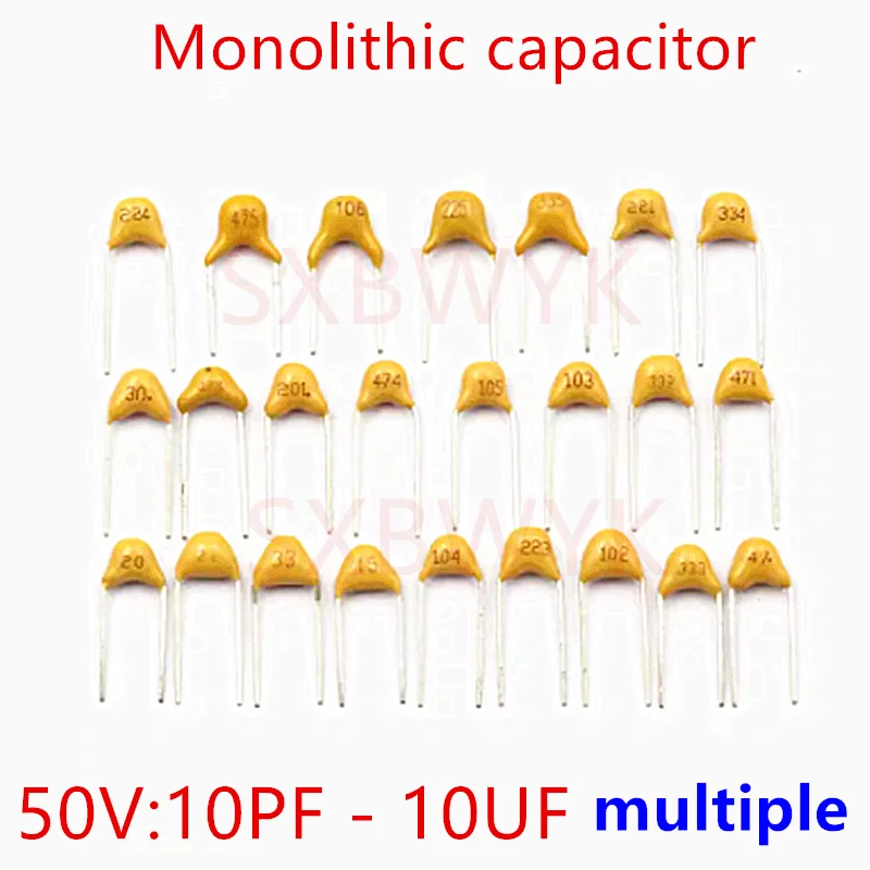 Monolithic ceramic capacitor 50V 0.1 561 681 821 101 221 471 331 102 103 104 105 106 154 224 334 474 684 225 475 K M PF NF UF