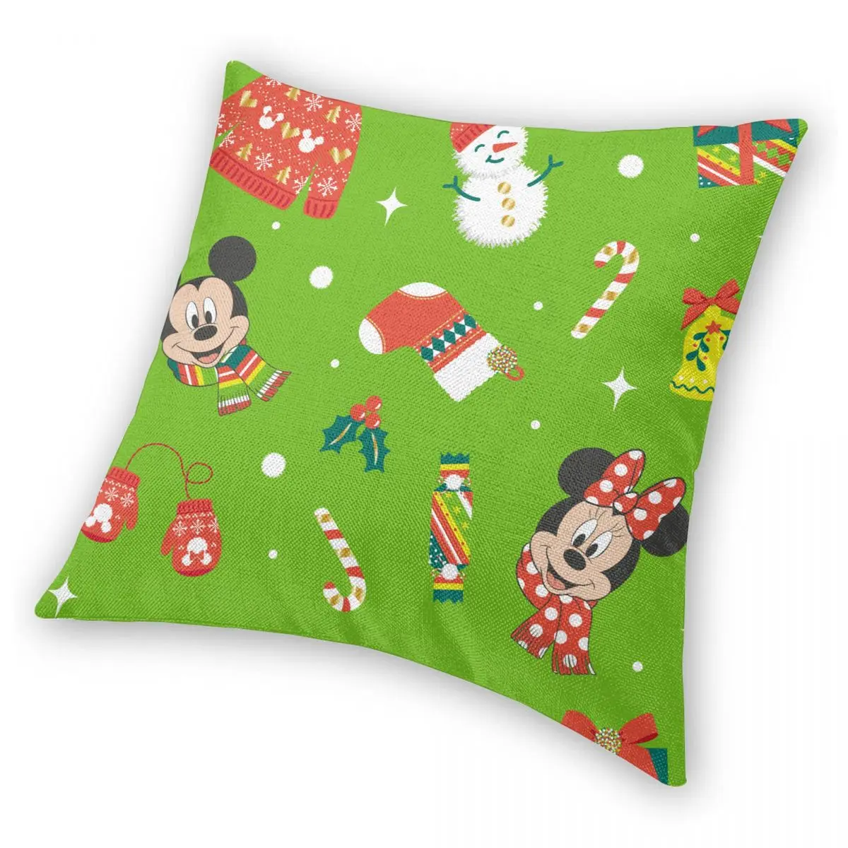 Minnie Mickey Mouse Christmas Pillowcase Double-sided Printing Polyester Cushion Cover Throw Pillow Case Cover Home Zippered