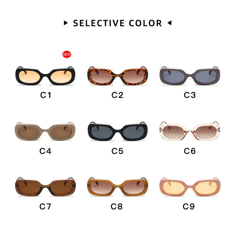 夏用オーバル型レディースサングラス、トレンディレトロファッション、ヒップホップデコレーション、クールなサングラス、メタルヒンジ付きレディースシェードアイウェア