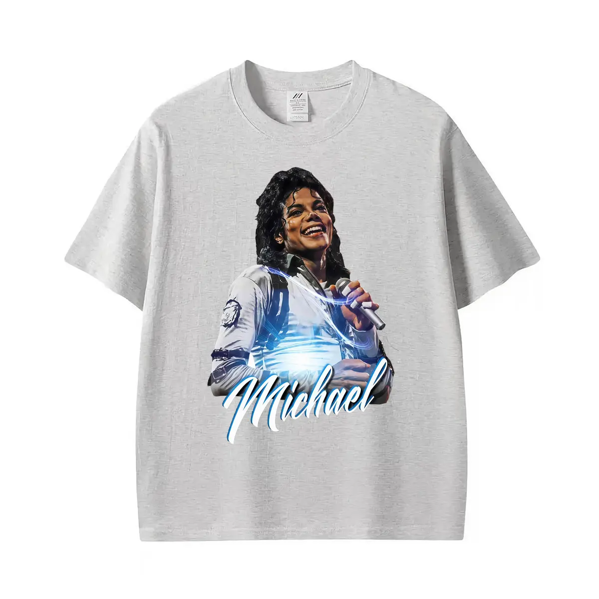 King of Pop Michael Jackson Rock Singer T-Shirt für Herren und Damen, 100 % Baumwolle, kurzärmelig, Harajuku, klassisches, übergroßes T-Shirt – Detail 6