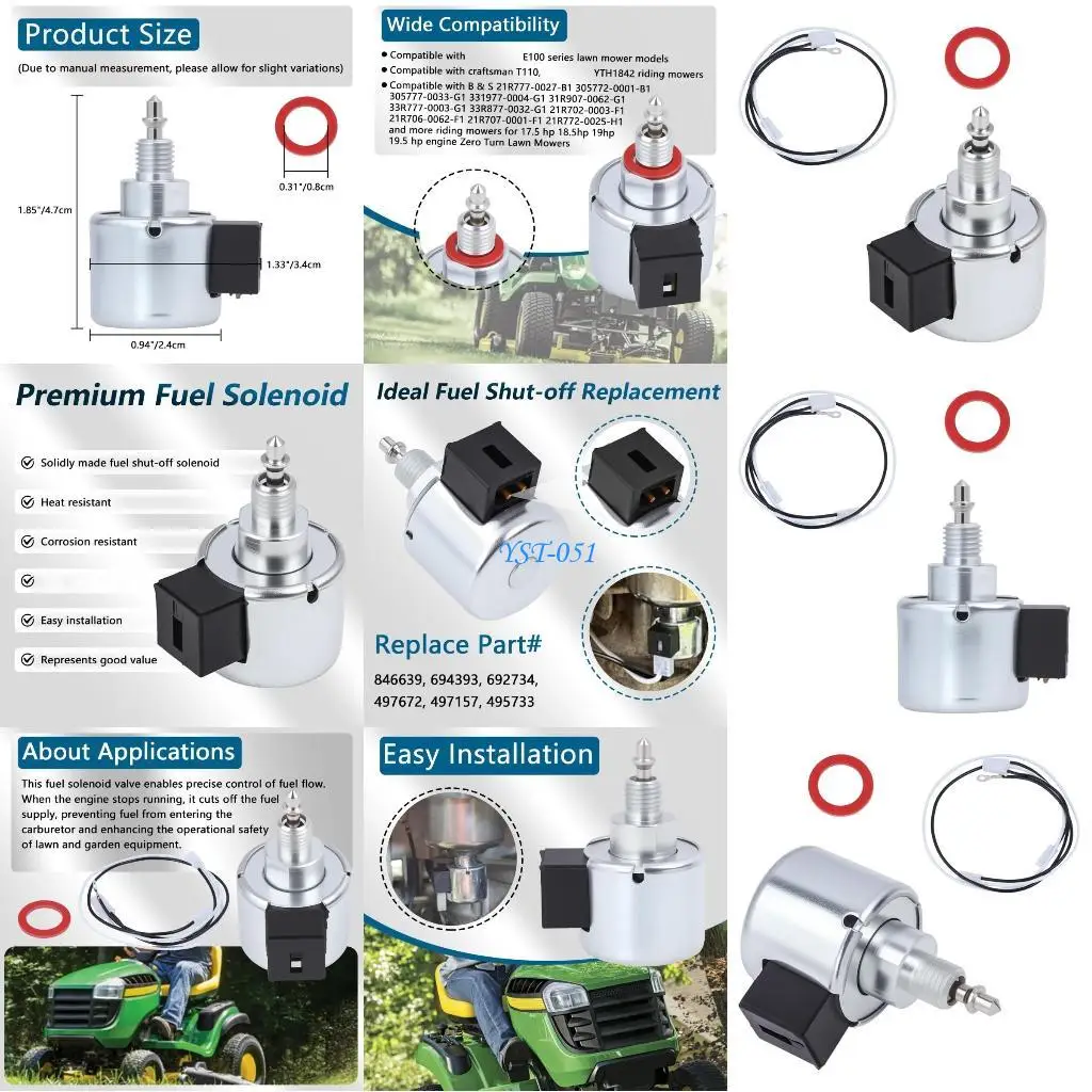 

E15A 846639 Fuels Shut Off Solenoid Valves with Wiring Harness for Garden Engine