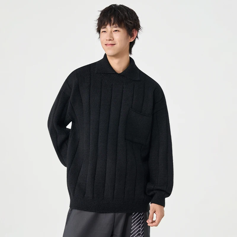 

Comfortable Versatile Breathable Men's Collar Top for Autumn Winter Fashionable Trendy Outdoor Sports Leisure Pullover Sweater