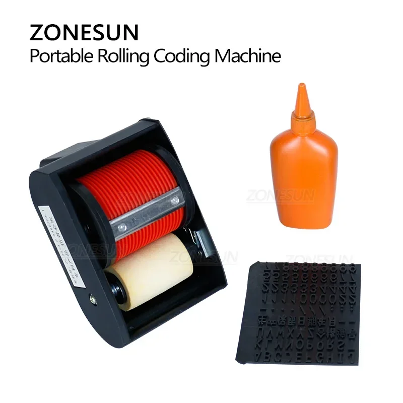 ZONESUN Manual Date Code Printers Batch Number Coder Portable Rolling Coding Machine For Cartons