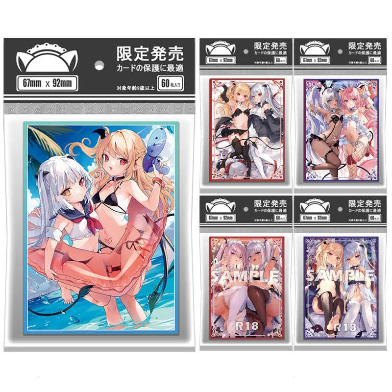 

60 шт./пакет, лазерные рукава для карт аниме, 67x92 мм, защита для настольных игр, защита для карт PTCG, защитная крышка для карт для TCG/PKM/MGT, коллекционные карты