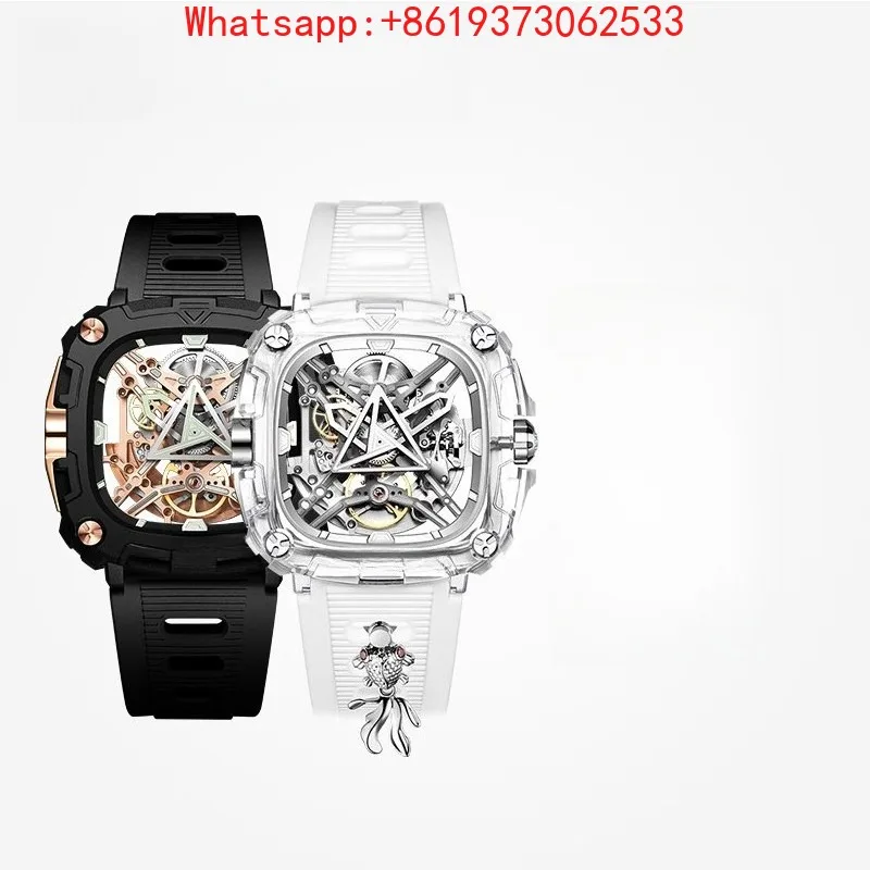 Customized New High-end Sharp Series Mechanical Watch Energy Eye Hollow Watch Square Couple view 4