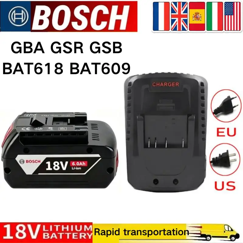 100% Original-Bosch 18V Battery, 6000mAh Backup Batteries, Draadloze Professional System, BAT609 BAT618 GBA18V80 Tools+charger