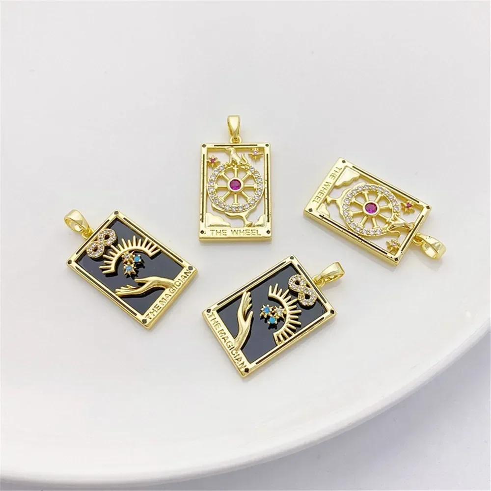 จี้รูปทรงสี่เหลี่ยมจัตุรัสประดับเพชรเซอร์โคเนียมสีรุ้ง 18K ทองคำแท้ งานฝีมือสำหรับทำสร้อยข้อมือ สร้อยคอ และเครื่องประดับศีรษะ รุ่น L539