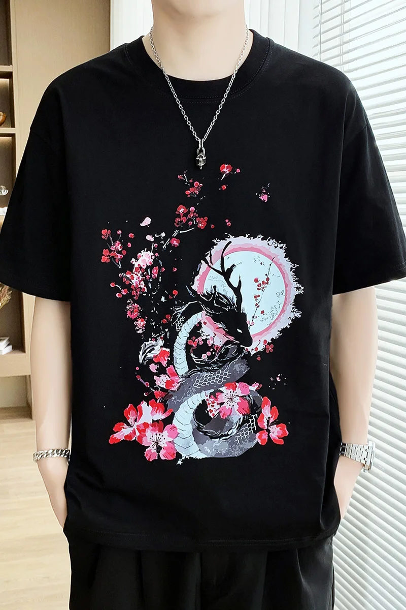 2026 Summer New Style Men's Fashion Casual Cotton Short-Sleeved T-Shirt Pure Cotton Shirt