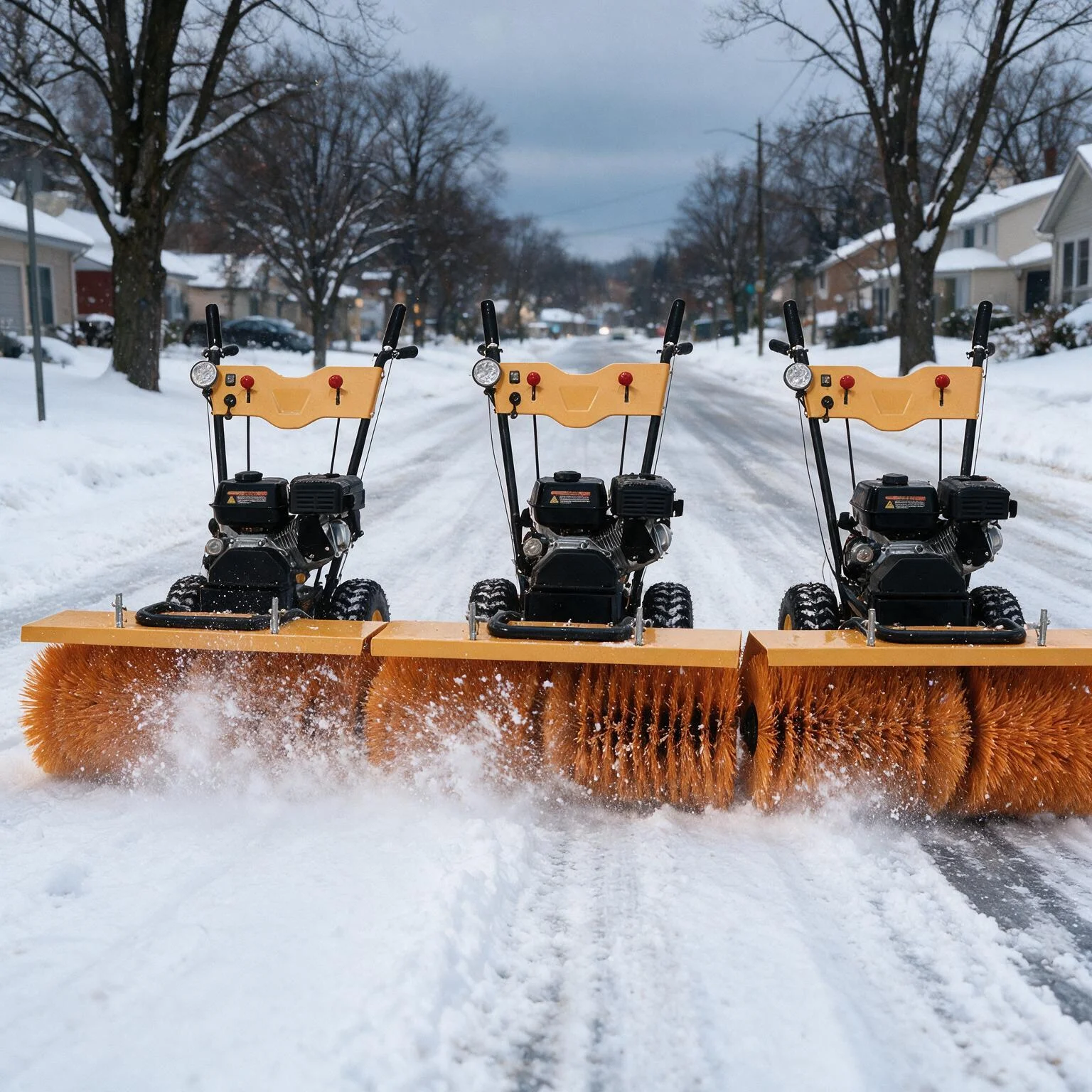 Multi Purpose Winter Clearing Walk-behind Snow Sweeper Adjustable Width Snow Cleaner for School Ground and Parking Lot