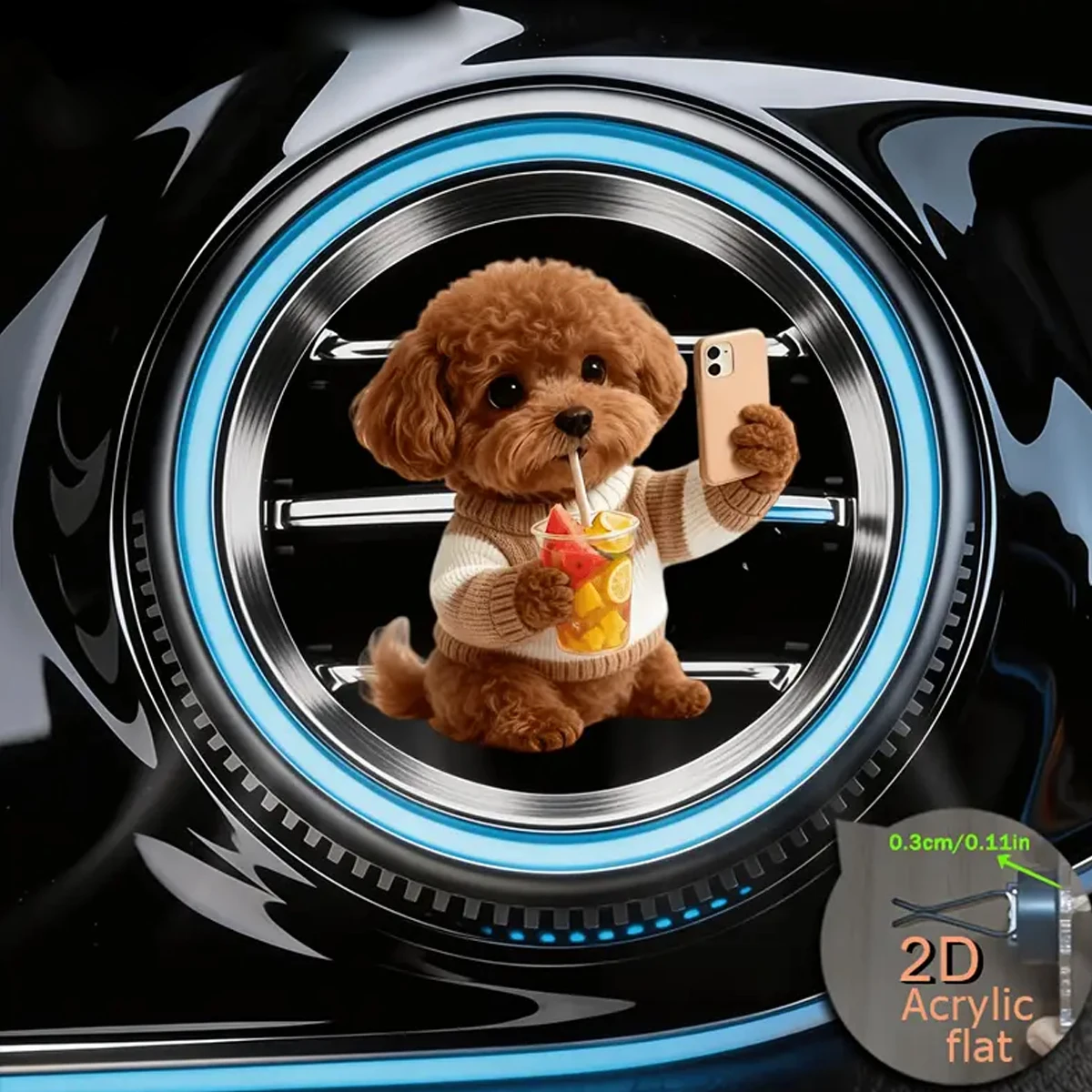 Cute Teddy Bear Car Air Vent Clip-On Aroma Diffuser 2D Flat Surface Scented Sponge Refillable with Fragrance for Vehicle Interio